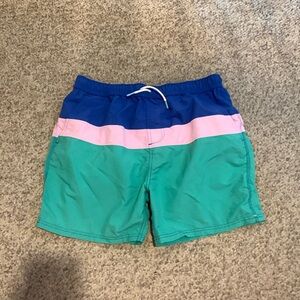 Like new Boden blue pink green Colorblock swim trunks 36
